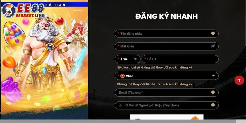 Hướng dẫn cách đăng ký chơi game EE88